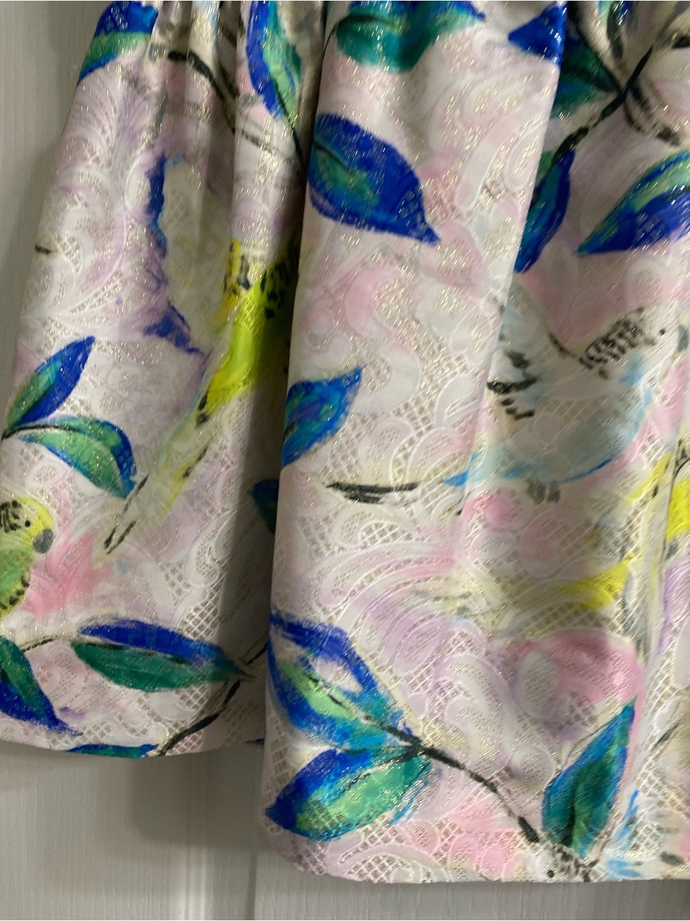 Archival Anthropologie Leifsdottir Metallic Bird Print Brocade Peplum Blouse 6 - Picture 7 of 15